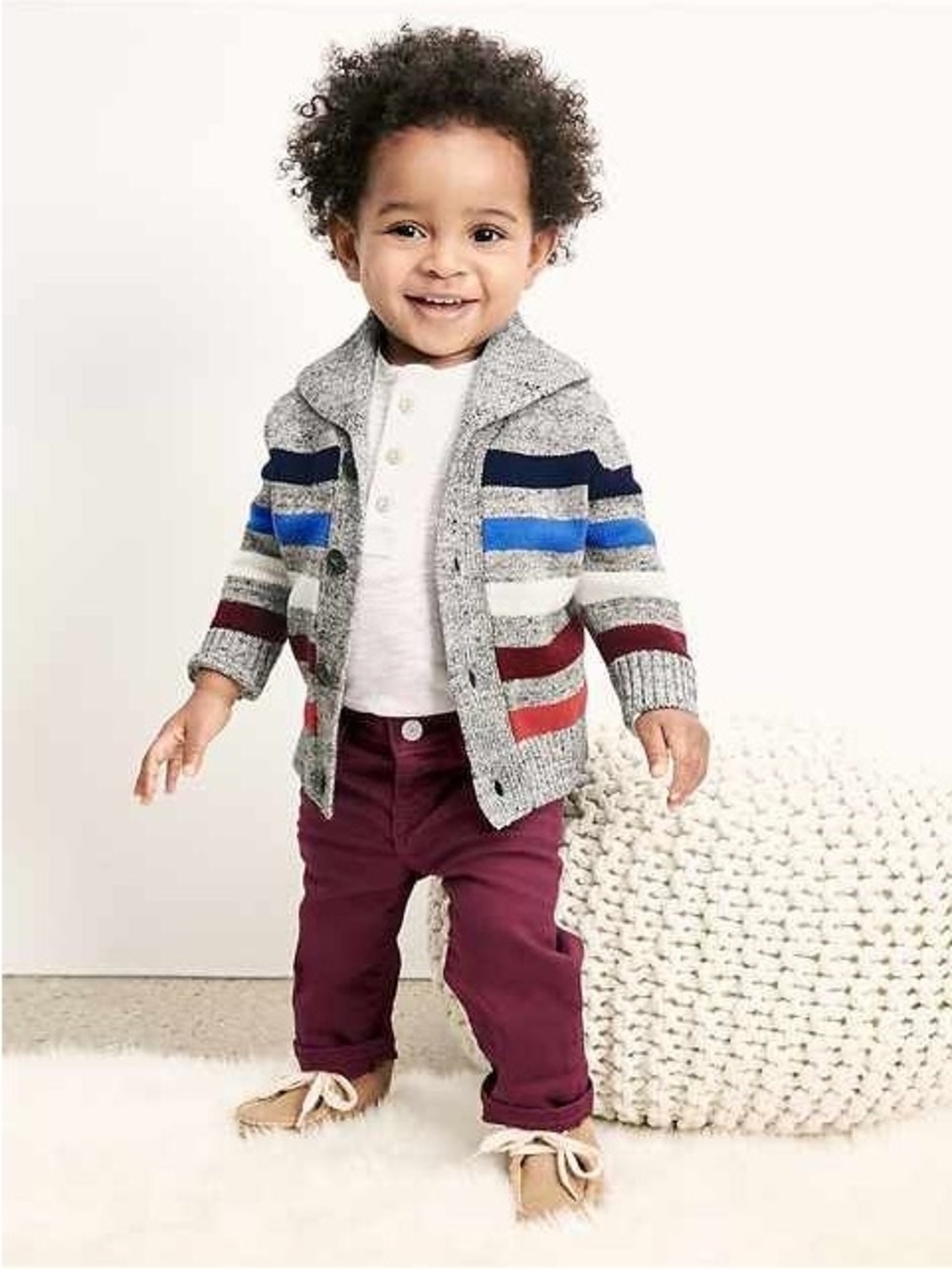 GAP Baby Gray Knit Shawl Collar Cardigan